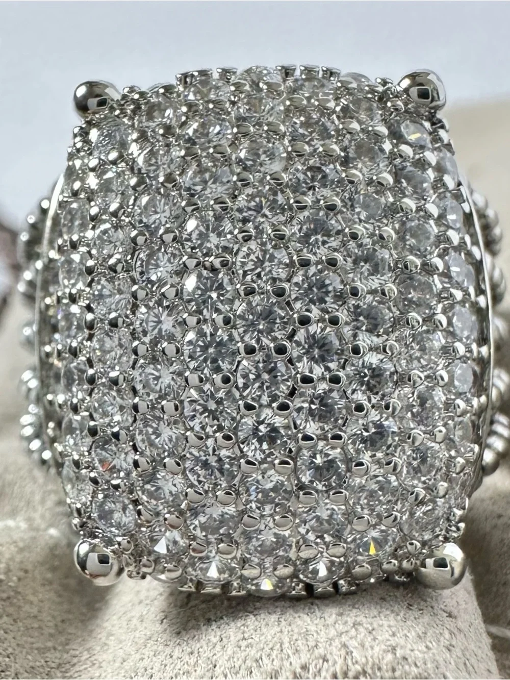 David Yurman Wheaton Sterling Silver Pave Center Dome Ring Size 8
